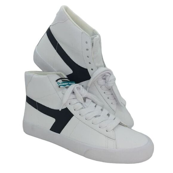 William Rast Rachel Zoe Mens NEW White w/Black Accents Leather Sneakers - sz. 12 - Picture 1 of 6